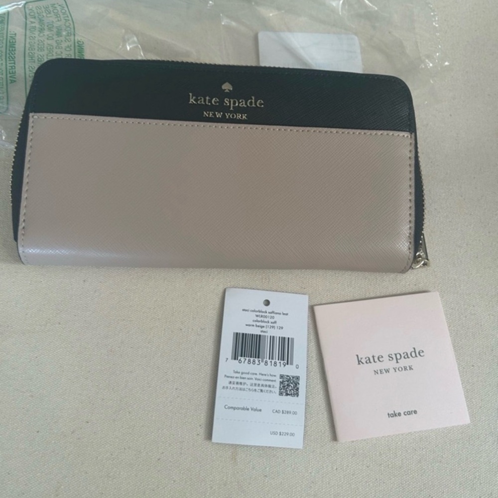 kate spade Two-Tone Black and Blush Zip Wallet nwt - Picture 5 of 5